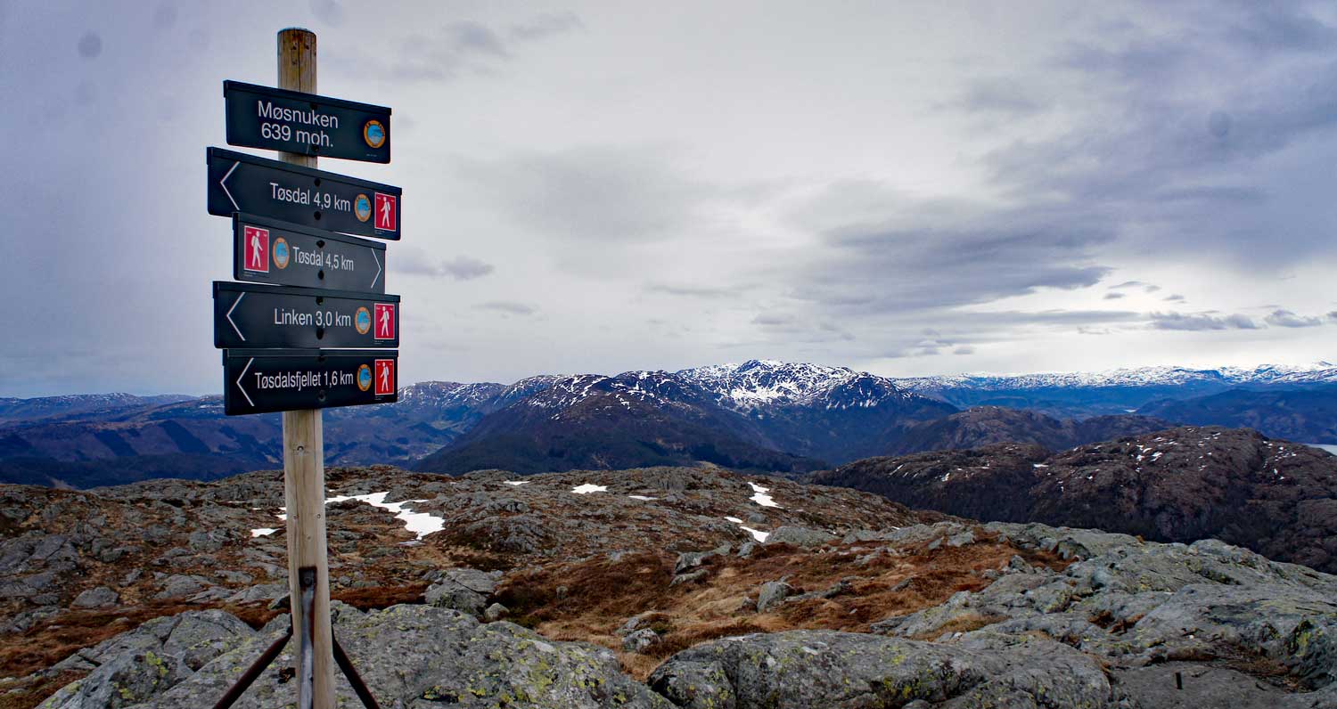 Møsnuken (639 moh) fra Tøsdal via Linken